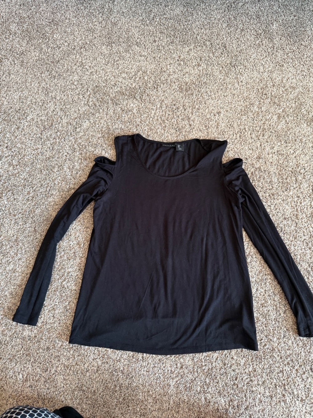 Tahari Black Cold-Shoulder Long Sleeve Top